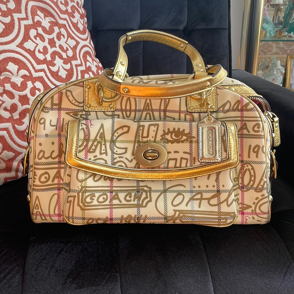 Beautiful Coach “Graffiti Tattersall / Poppy” with hidden evil eye 🧿